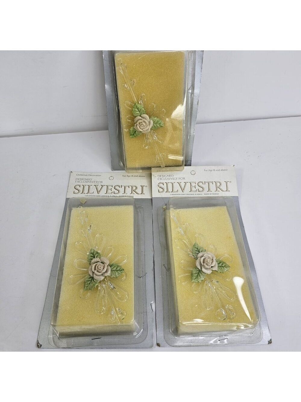 Vintage Glass Christmas Ornaments Silvestri Flower Icicles 3pcs
